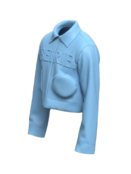 EMBOSSED BABY BLUE LEATHER JACKET
